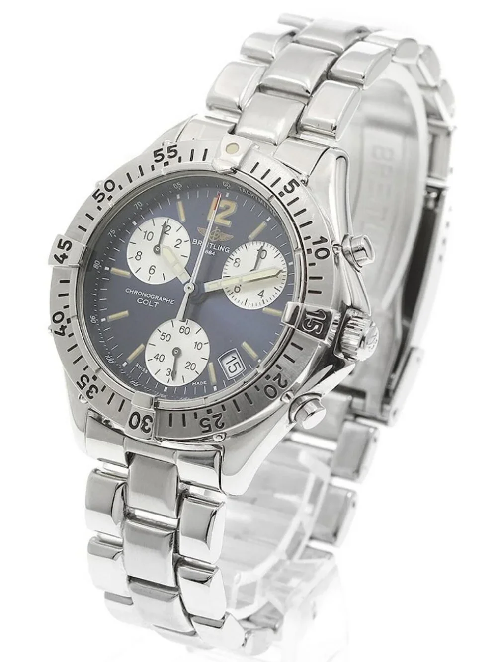 BREITLING Colt A53035 Date Chronograph Navy Dial Quartz Men's Watch_958743